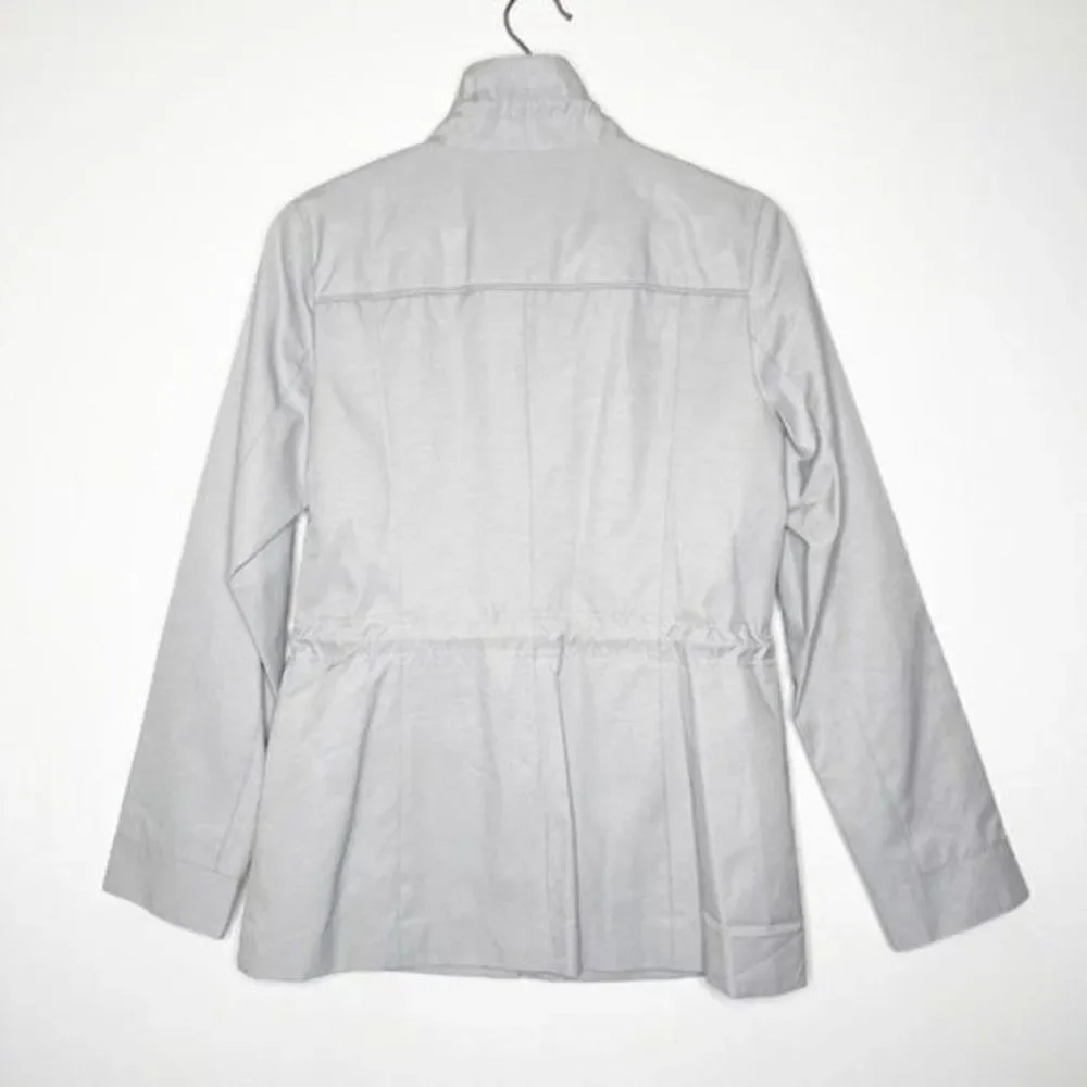 NWT Cole Haan Utility Anorak Jacket Fog Gray Drawstring Waist Small Coastal Chic